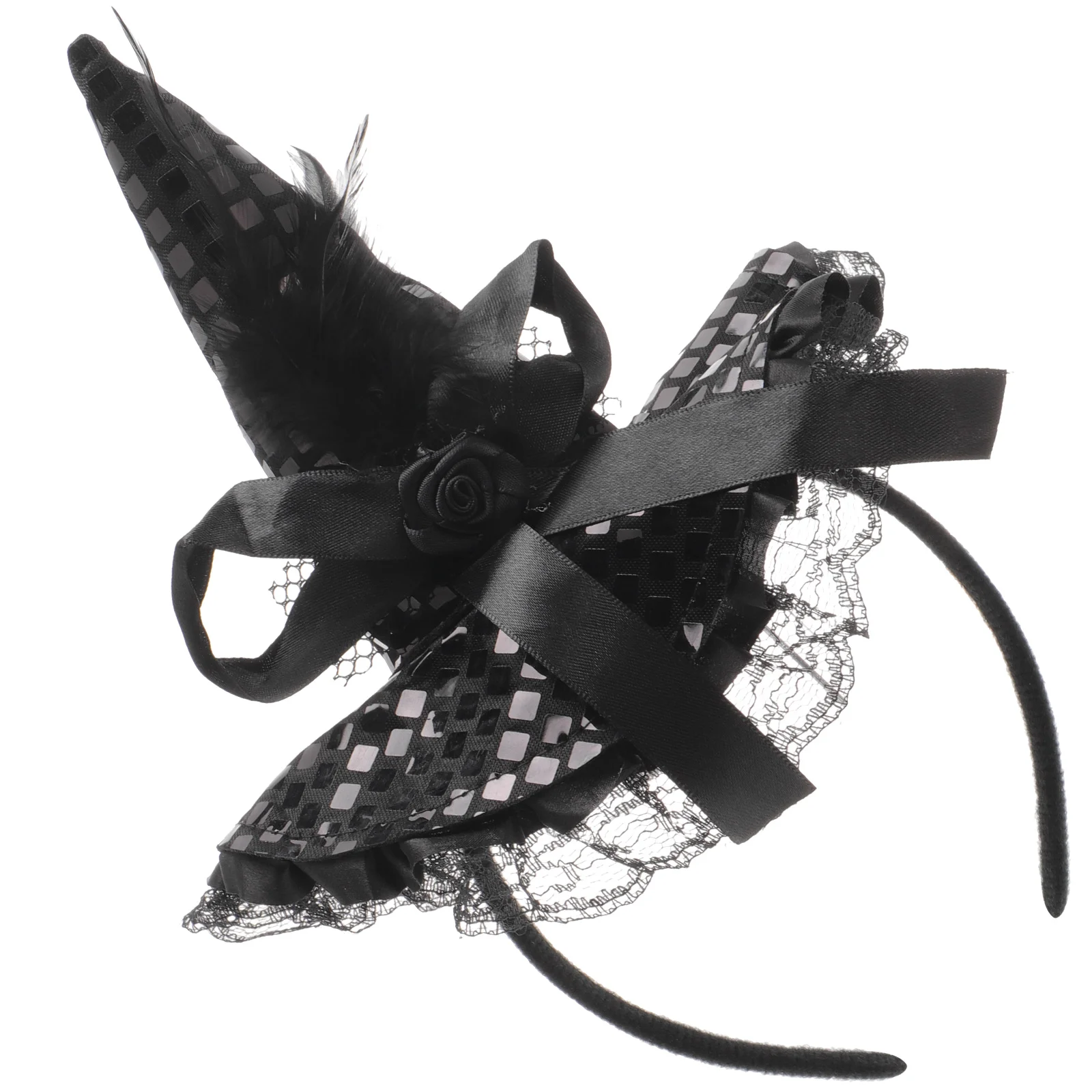 Diadema de bruja de poliéster para Halloween, disfraz, decoración para el cabello para mujer, accesorios para fiesta de disfraces, bruja transpirable reutilizable