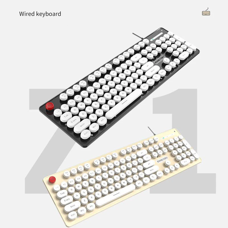 

New Vintage Punk Mechanical Gaming Keyboard 104 Keys Wired Mute Girls Cute Office Tablet Typing Dot Multifunctional Keyboard