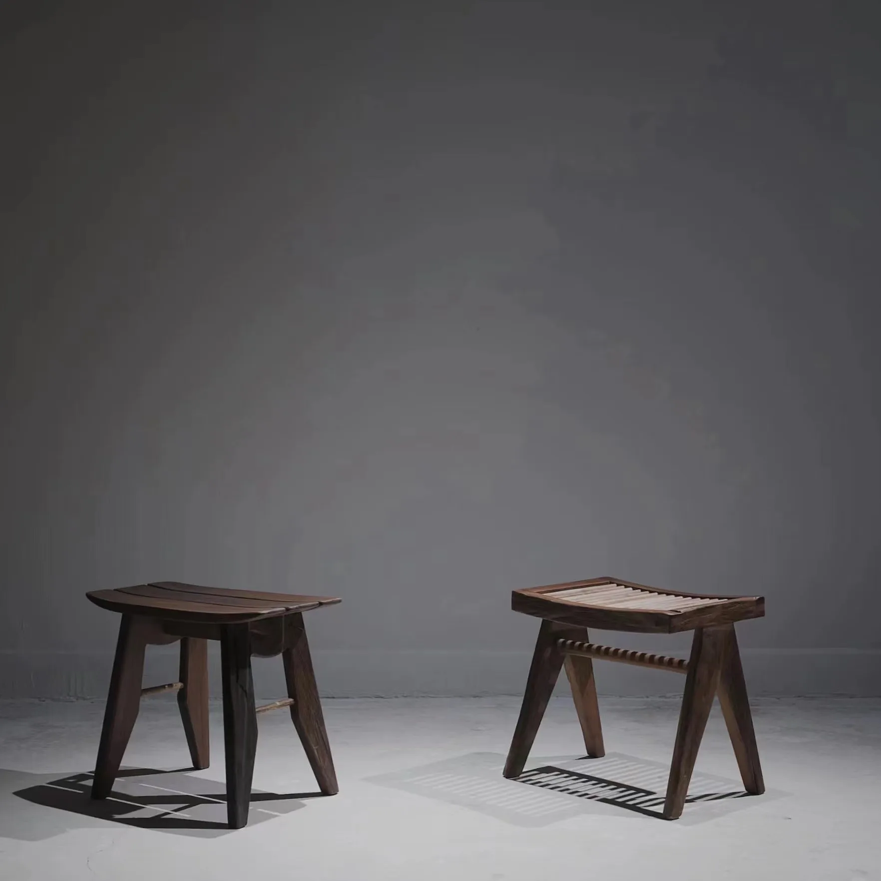 Curved stool, series solid wood low stool, wabi wind low stool, household coffee chair