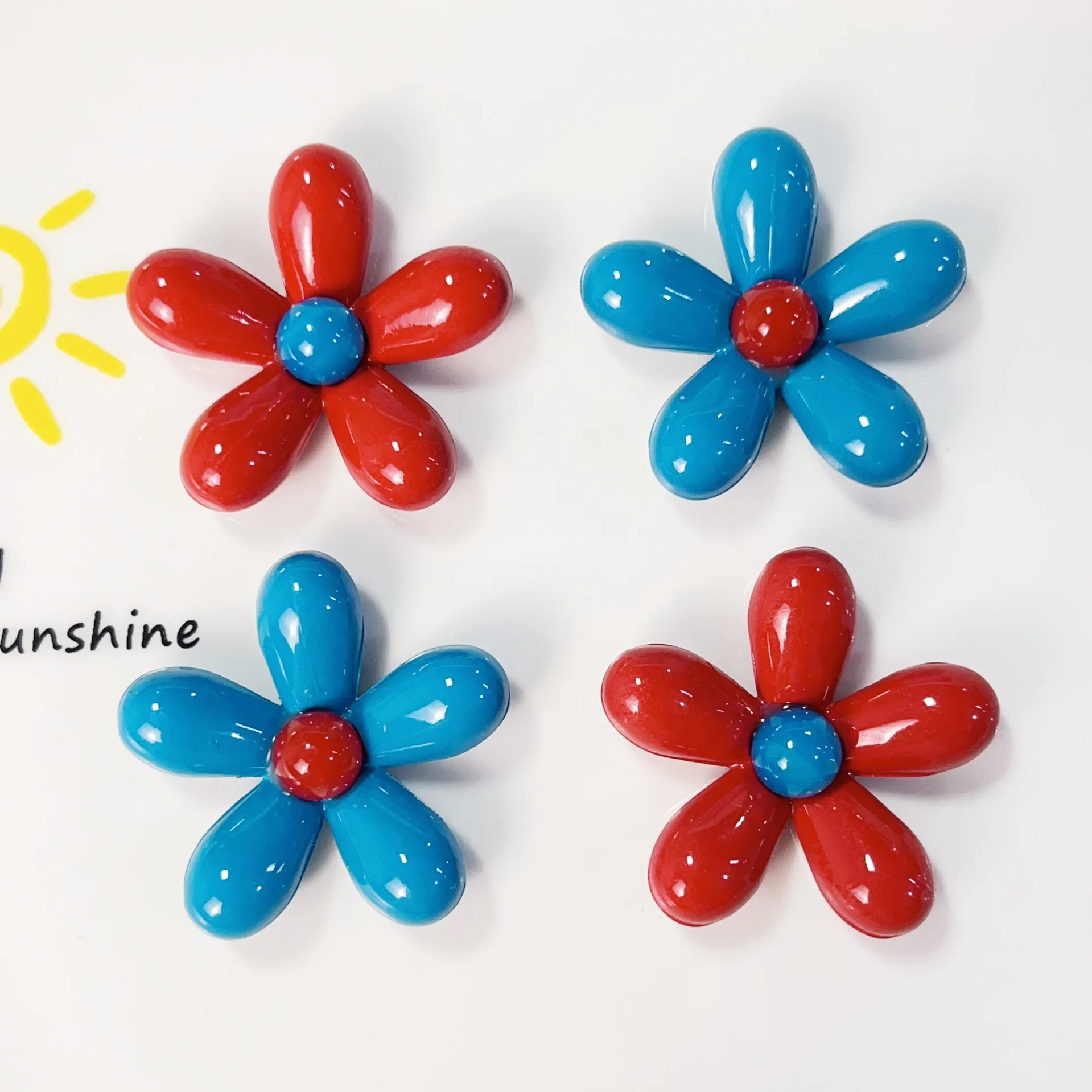 10pc Glossy red blue five-petal resin jewelry pendant diy handmade resin accessories making for Necklace keychain hair ornaments