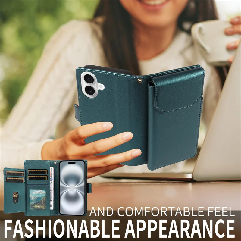 CxdWallet étui de téléphone en cuir à rabat pour IPhone 16 ProMax 1615 Plus 14 13 12 11 X XR XS 7 8 Etui sac à main multi-fentes pour cartes Coque