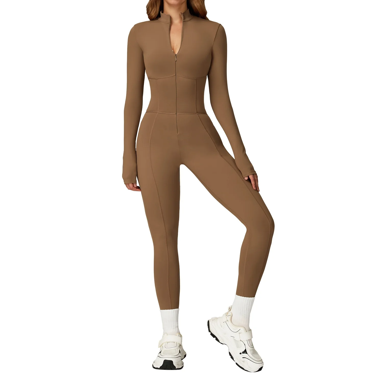 

Women's One-piece Jumpsuit Stand-up Collar Zipper Warm Long-sleeved Jumpsuit Outdoor Casual Sports Gym Fitness Wear