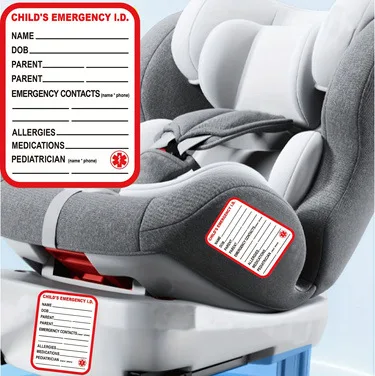 

10pcs Medical Information Sticker Car Seat Emergency Identification Warning Label Vital Details Stickers For Backpacks
