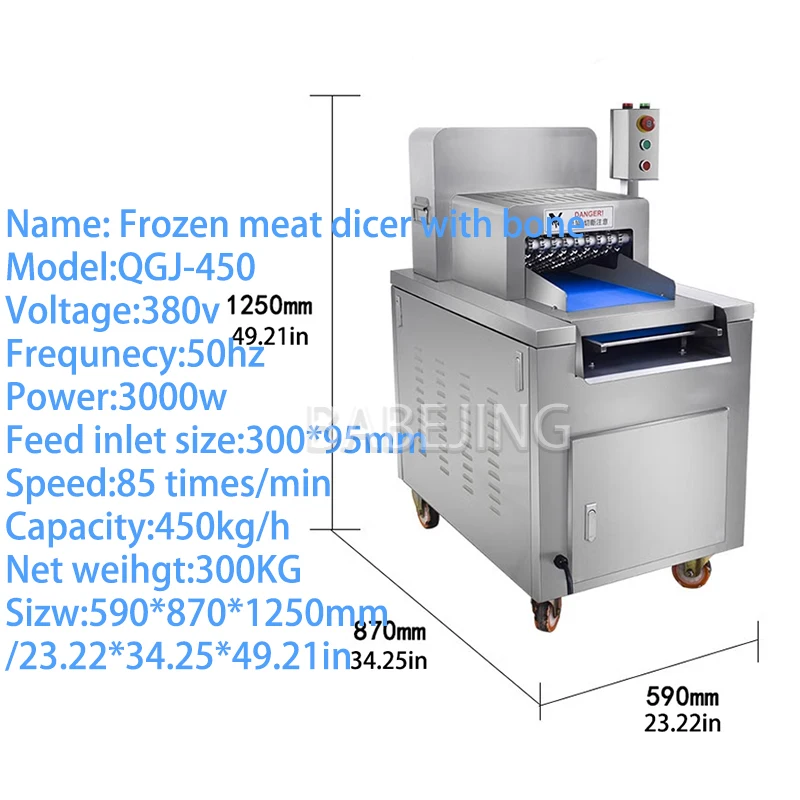 Frozen Meat Cutter Machine Bone Dicing Tool For Commercial Meat Factory Butchery Raw Meat Production