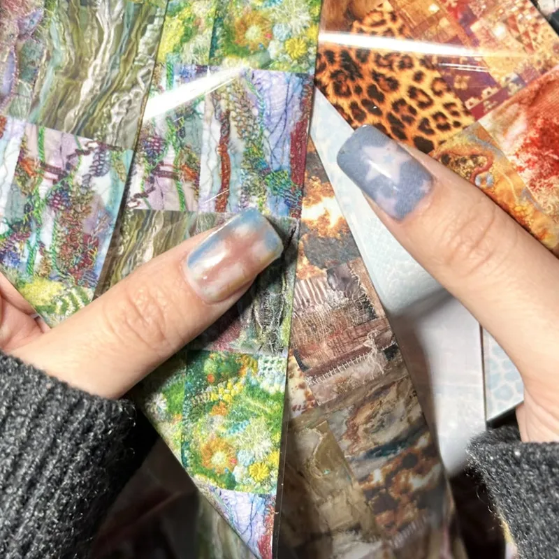 Feuilles d'ongles léopard 100cm, 1 pièce, papier de transfert de dentelle, autocollants floraux, enveloppes d'ongles à nœud papillon, décorations Vintage pour Nail Art