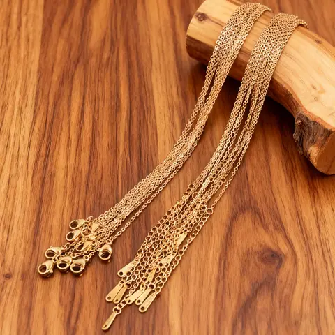 10Pcs 1/1.5/2mm Stainless Steel Chains Necklace Chokers Bulk O Shape Rolo Link Cuban Chain For Jewelry Making Material Wholesale