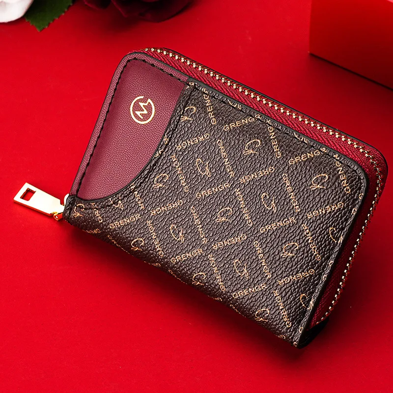 Women Vintage Solid Color Bifold Short Wallet Portable Credit Card Holder Coin Purse
