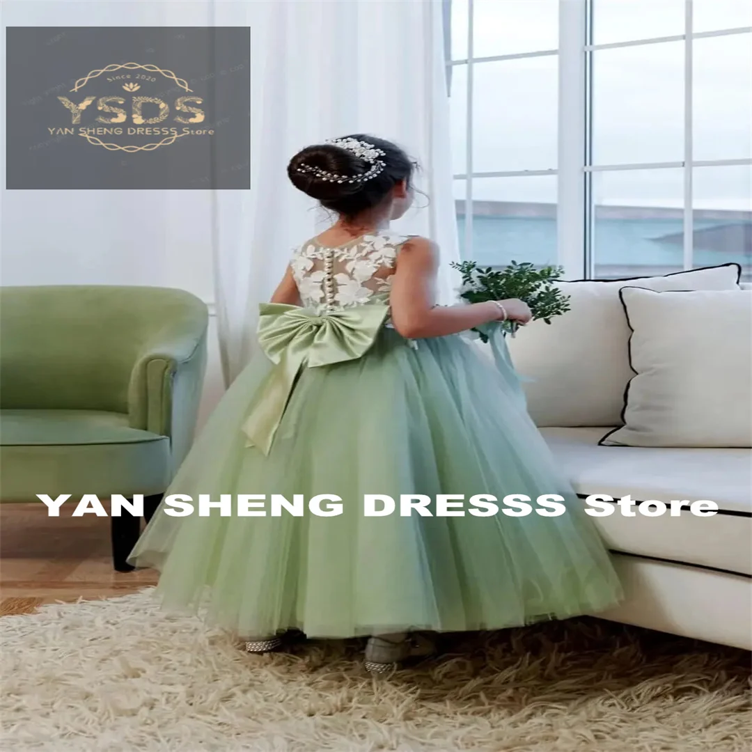 فستان فتاة الزهور من التول لوصيفة العروس وفساتين المناولة الأولى وحفلات الأميرة وفساتين الحفلات للفتيات