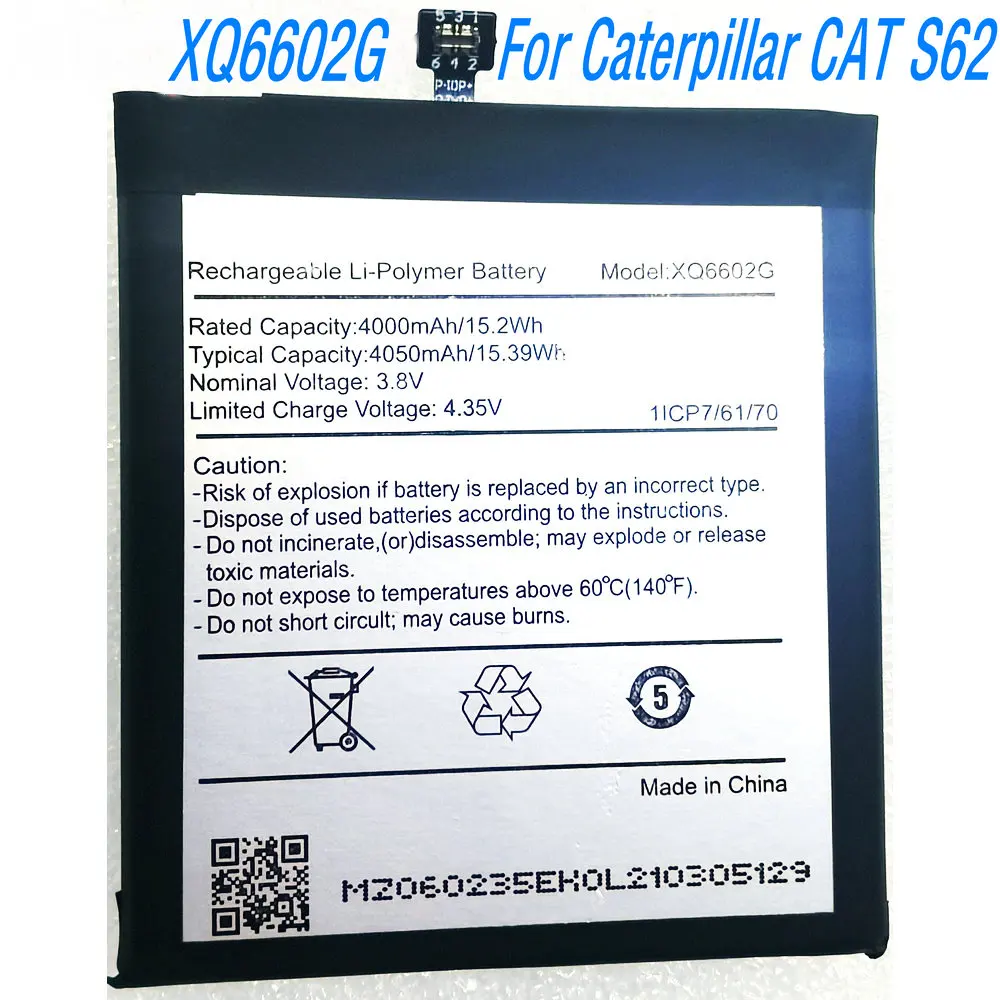 

3.8V 4050mAh High Quality XQ6602G Replacing Lithium-ion Polymer Battery For Caterpillar CAT S62 Mobile Phone
