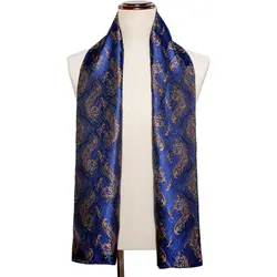 Luxy Fashion Men Scarf Blue Paisley Floral 100% Silk Scarf Autumn Winter Casual Business Suit Shirt Scarf 160*50cm Barry.Wang