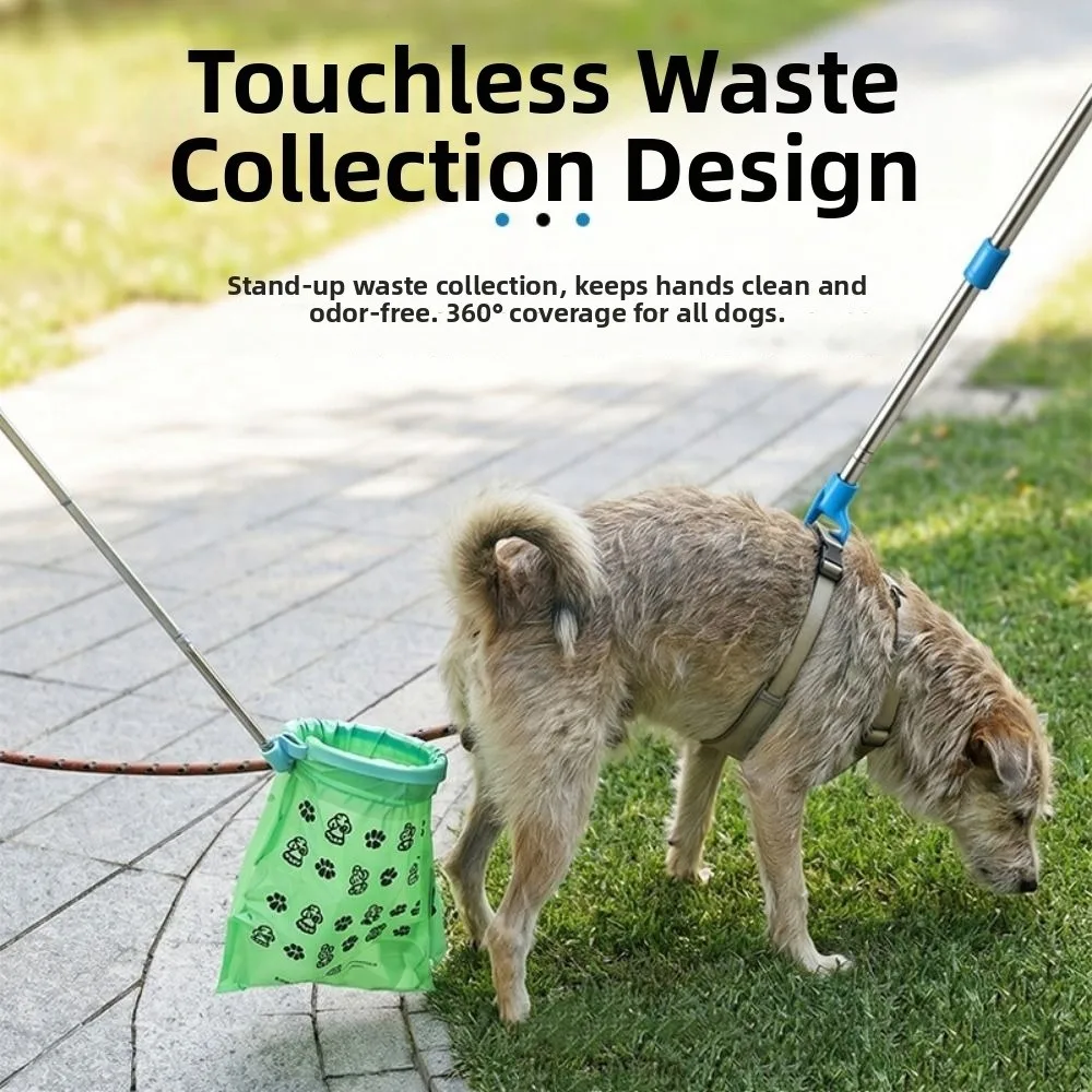 Retractable Dog Poop Scooper Non-Contact Foldable Dog Poop Catcher Scalable Long Handle Dog Waste Picker Dog Walking