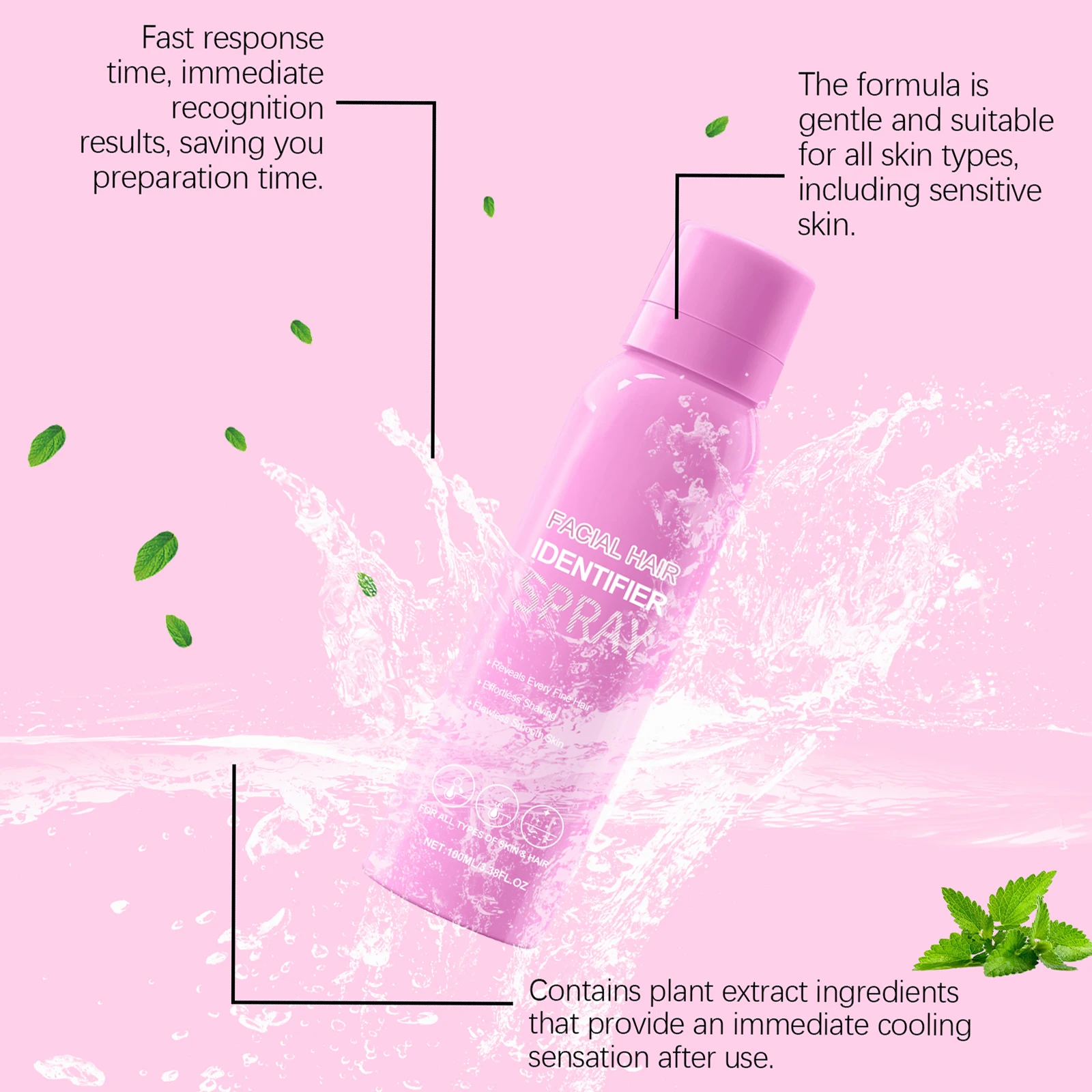 رذاذ معرف الشعر للحلاقة، رذاذ ديرمابلانينج مع ماكينة حلاقة لإزالة شعر الوجه، تنظيف غير مؤلم، مجموعة رذاذ مزيل الشعر المهدئ #6