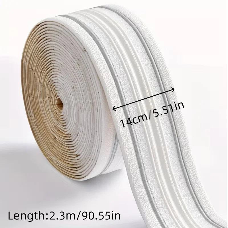 1pc 2.3mx14cm Self-Adhesive 3D Soft Foam Wall Edge Strip - Decorative Wall and Floor Border, Easy Installation for Home