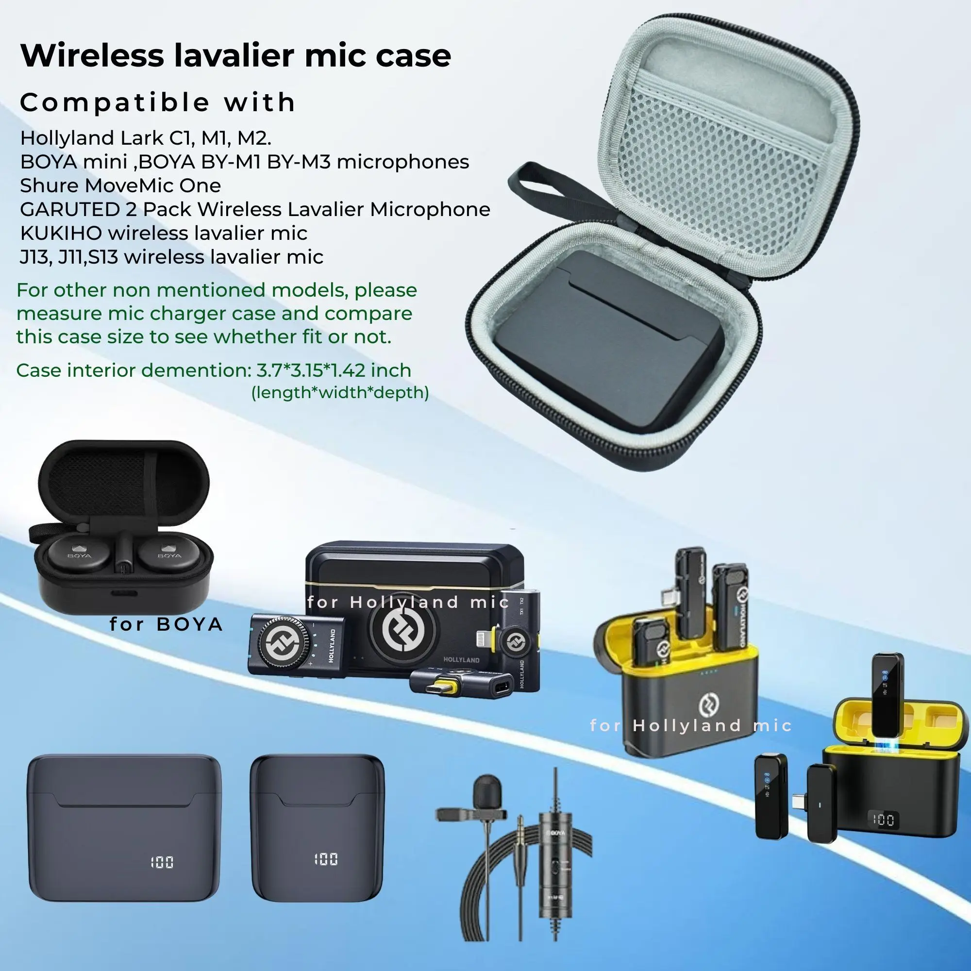 حافظة ميكروفون لاسلكية صغيرة Lav Mic حافظة ميكروفون حقيبة سفر لأنظمة ميكروفونات Lavalier اللاسلكية 3 في 1