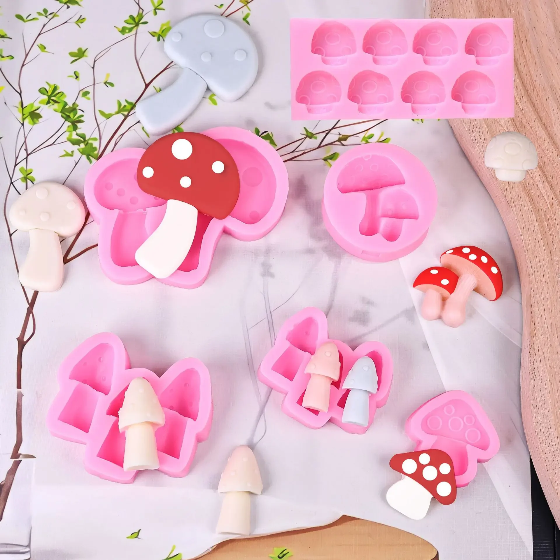 2pcs 2026New 3d Mushroom Molds Silicone Cartoon Pastoral Simulation Mushroom Series Collection Cake Baking Chocolate Resin Molds