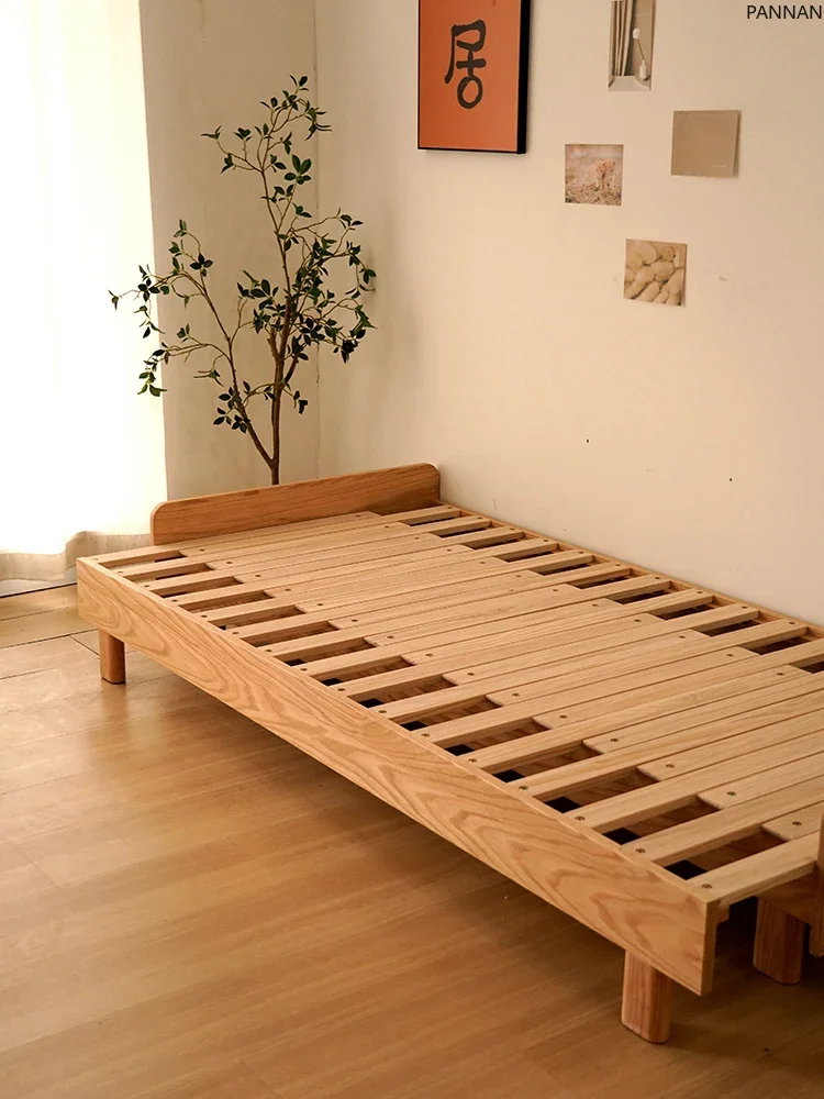 Oak expansion bed Children's all-solid wood sofa bed Push-pull no bedside suspension pull-out bed