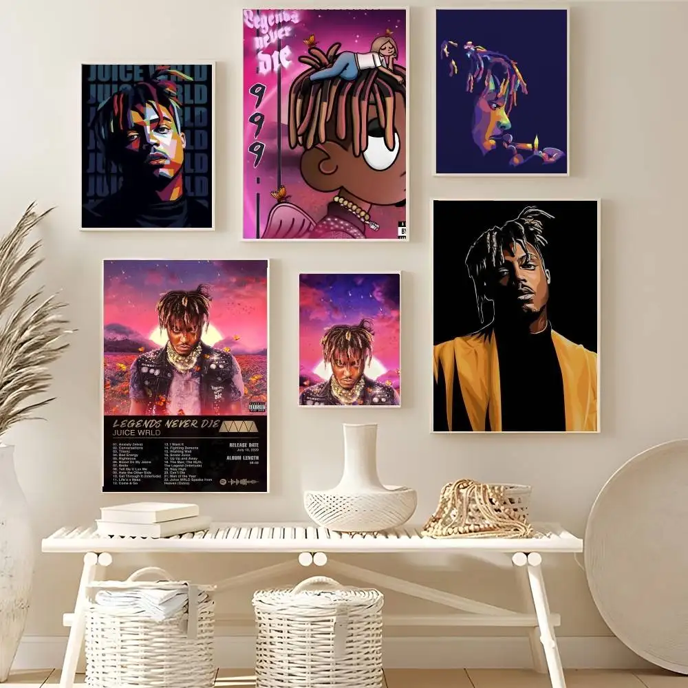 Hip Hop Sänger Juice WRLD Album Poster HD Qualität Wandkunst Retro Poster für Home Room Wanddekoration Kawaii Room Decor