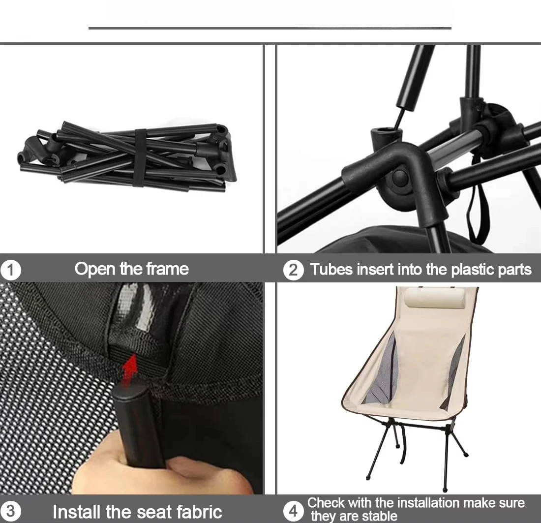 Aluminum Portable Position Adjustable Beach Moon Swing Camping Chair Park Garden Courtyard