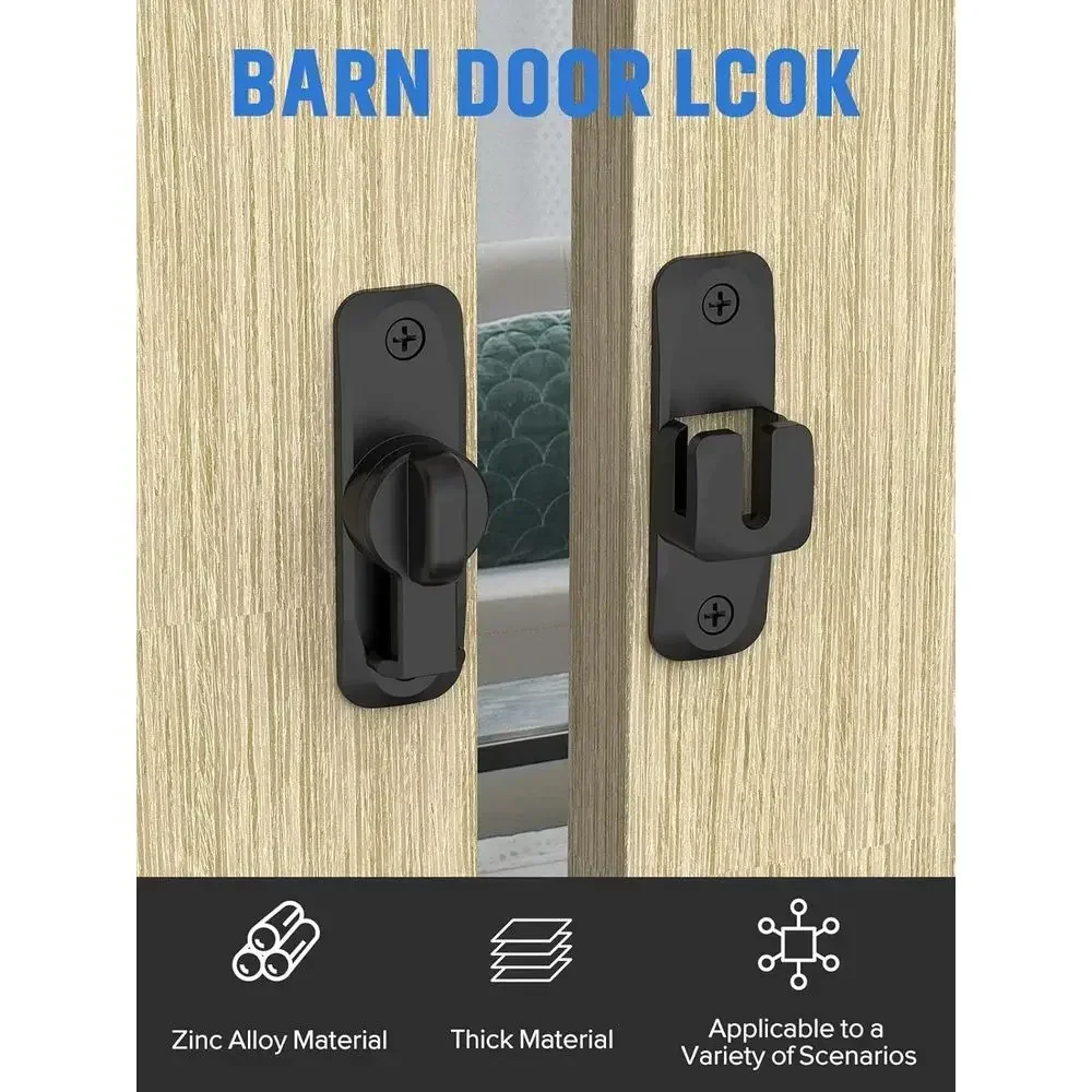 90/180 Degree Flip Barn Door Lock, Protect Privacy - Security Sliding Door Latch, Small Gate Latches Hardware for Barn, Garden, view 2