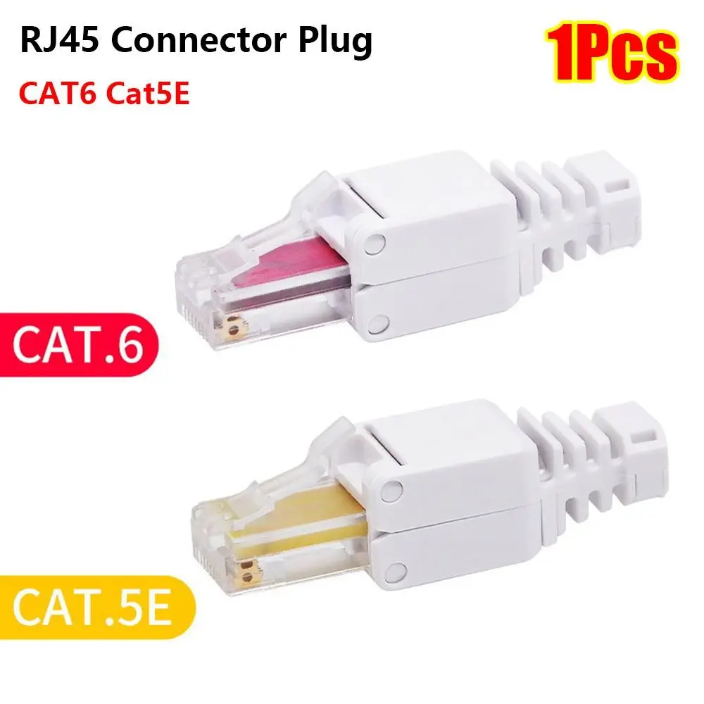 1Pcs CAT6 Cat5e RJ45 Connector Plug No Crimp Tool Free Ethernet Plug 8P8C Reusable Toolless RJ45 Connector