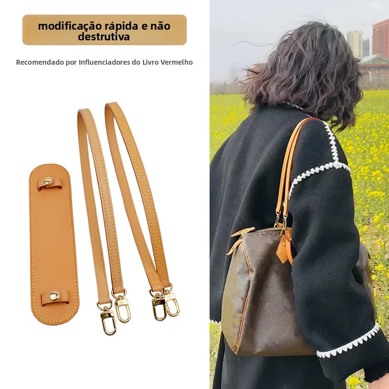 ダブルベジタブルタンニンなめし革製ピローバッグストラップ、ショルダーストラップなし、ストレス解消パッド、lv-speedy25アンダーアームバッグに最適