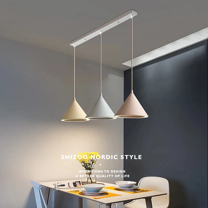 Metal White Macaron Conical Cord LED Pendant Lights for Corridor Aisle Droplights  lustres de plafond lamps for living room