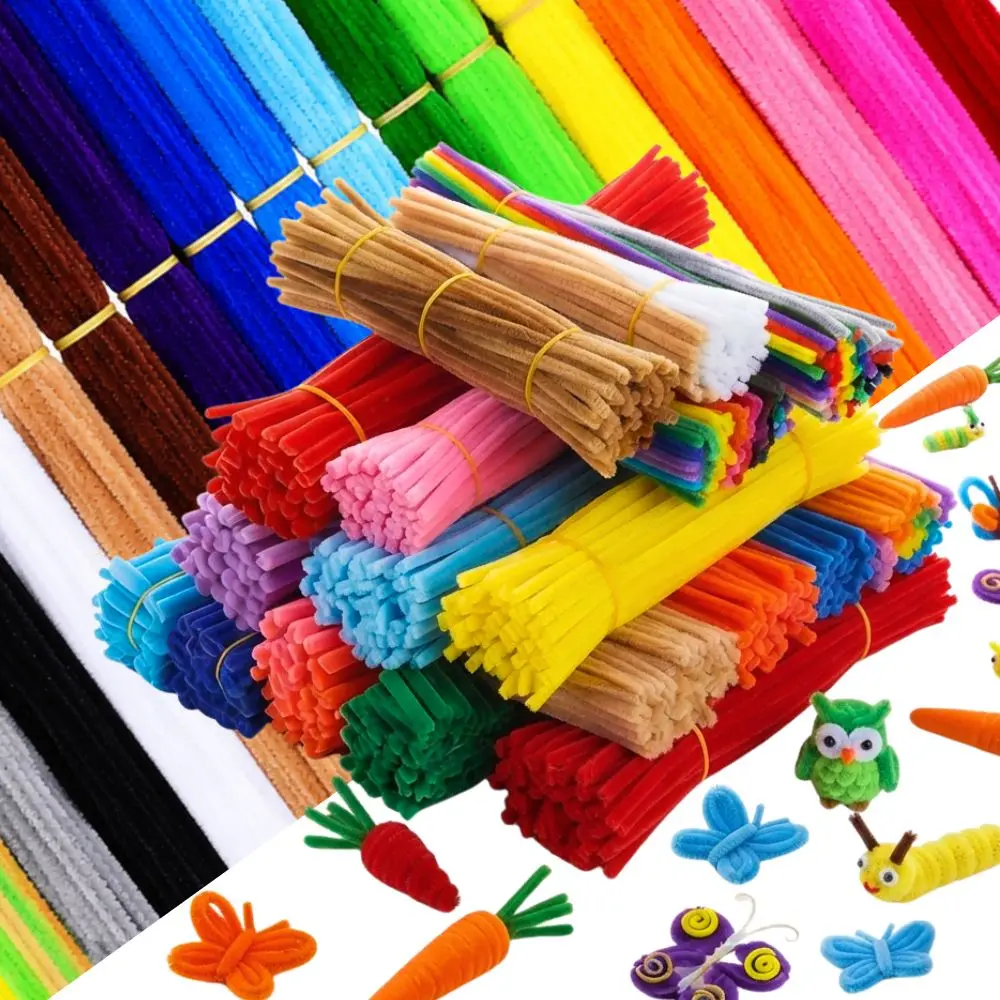 137/162pcs Bright Random Color Chenille Pipe Cleaners Flexible Fuzzy Sticks for Hand‑made DIY Craft Decoration YMY