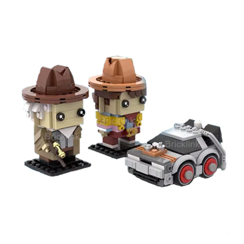 Bricklink Movie Back To The Future Action Figures Marty Doctor Brown Brickheadz Sets Deloreans Time Machine Building Blocks Toys