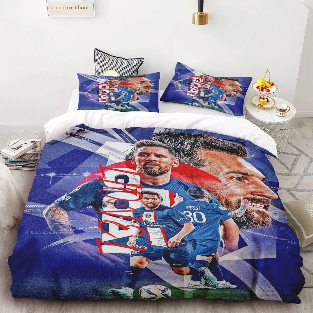 Football Star Fashion Bed Linen Set,Messi / Ronaldo Bed Linen Set with Pillowcase,Kylian Mbappe Bedding Set,Birthday Gifts