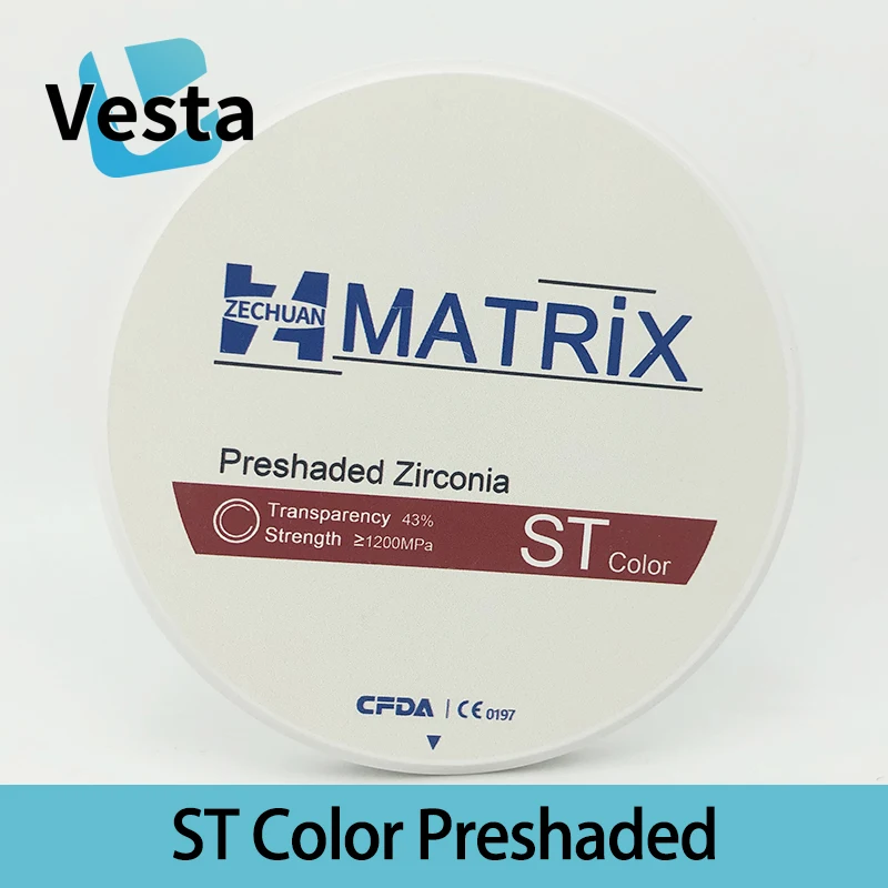 STC Preshaded Zirconia Block Zirconium Discs 16 Colors Thickness 10-25mm for Dental Lab 98mm Cad Cam System