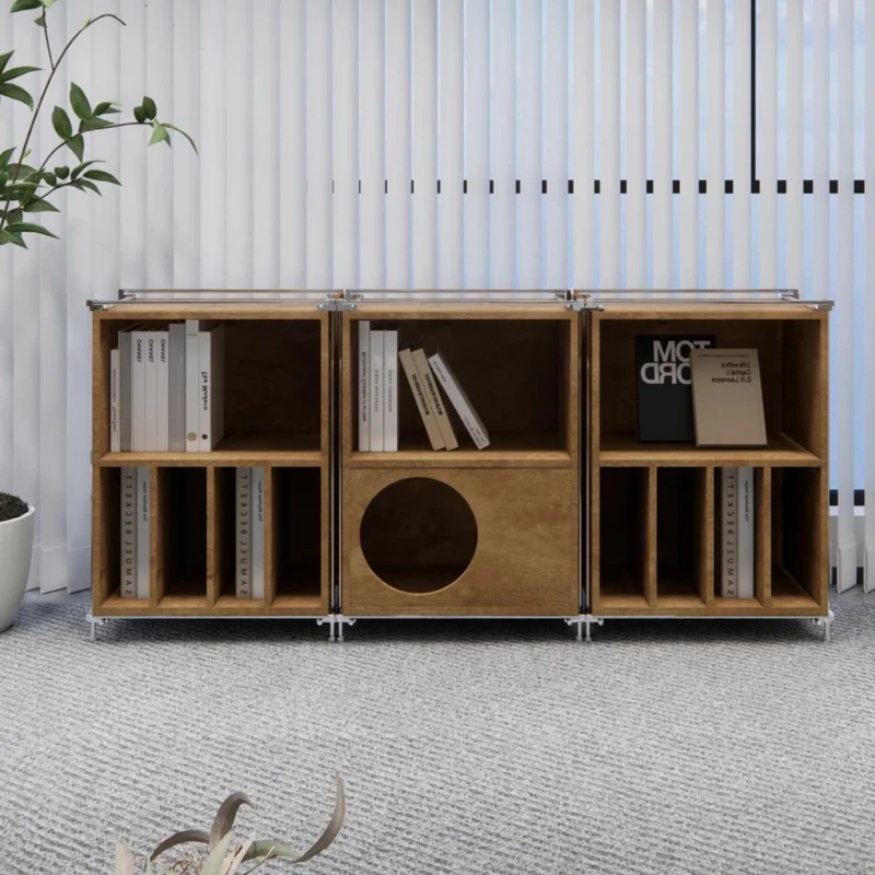 optical axis birch marine board bookcase retro furniture lattice floor storage cabinet free combination
