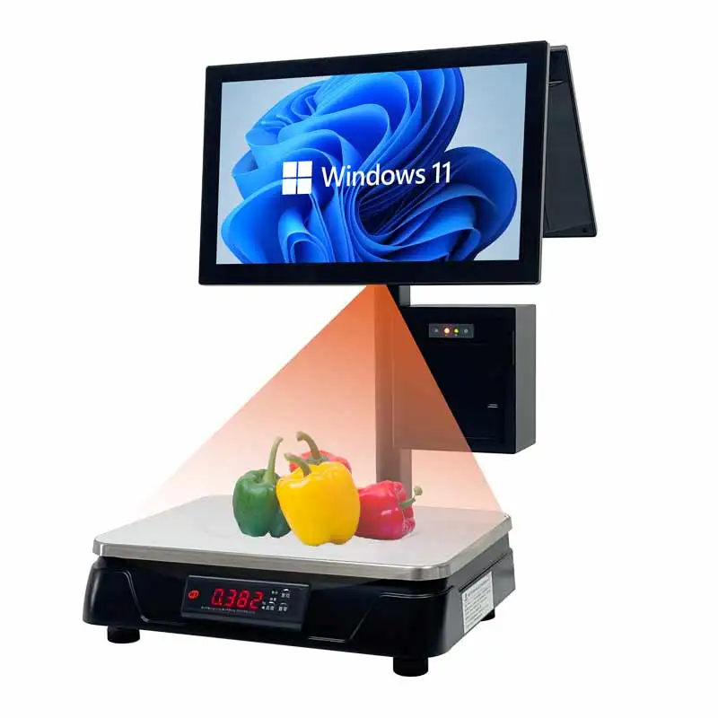 CSS Butcher Electronic Weighing Scale Multi-Language POS Cash Register with Touch Screen Barcode Label Printer AI Recognition