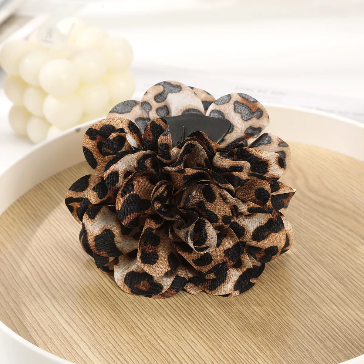 Elegant & Retro! Leopard - print Camellia Hair Clips - Stylish Fabric for Women. Hand - wash Only. Ideal for Fall & Winter. image 3