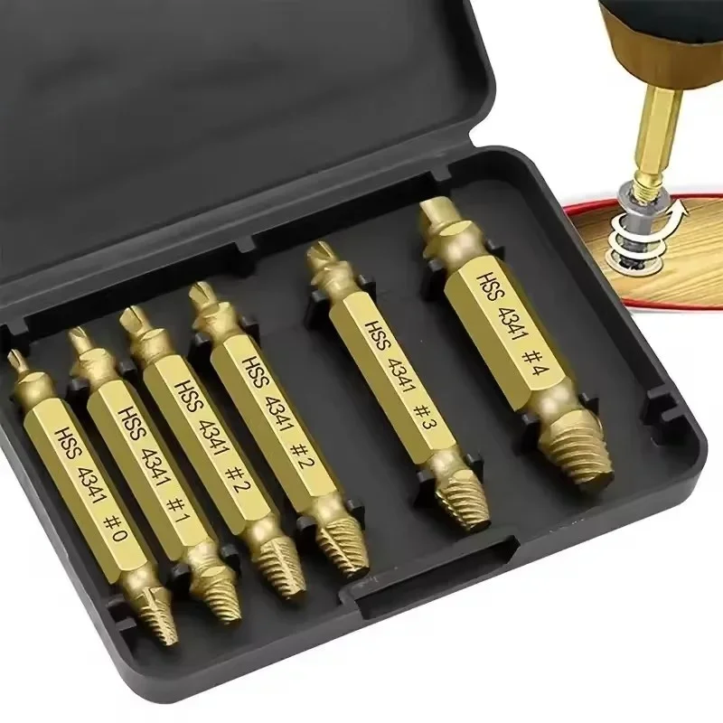Estrattore per viti danneggiate Set spogliato per bulloni rotti Strumento a doppia testa Rimozione facile Smontare il dispositivo di rimozione dei denti antiscivolo