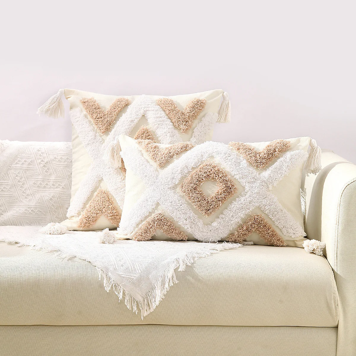 30x50/45x45cm Bohemian Nordic Moroccan Cushion Covers Tufted Decorative Pillow Living Room Bedroom Hotel Model Room Home Decor