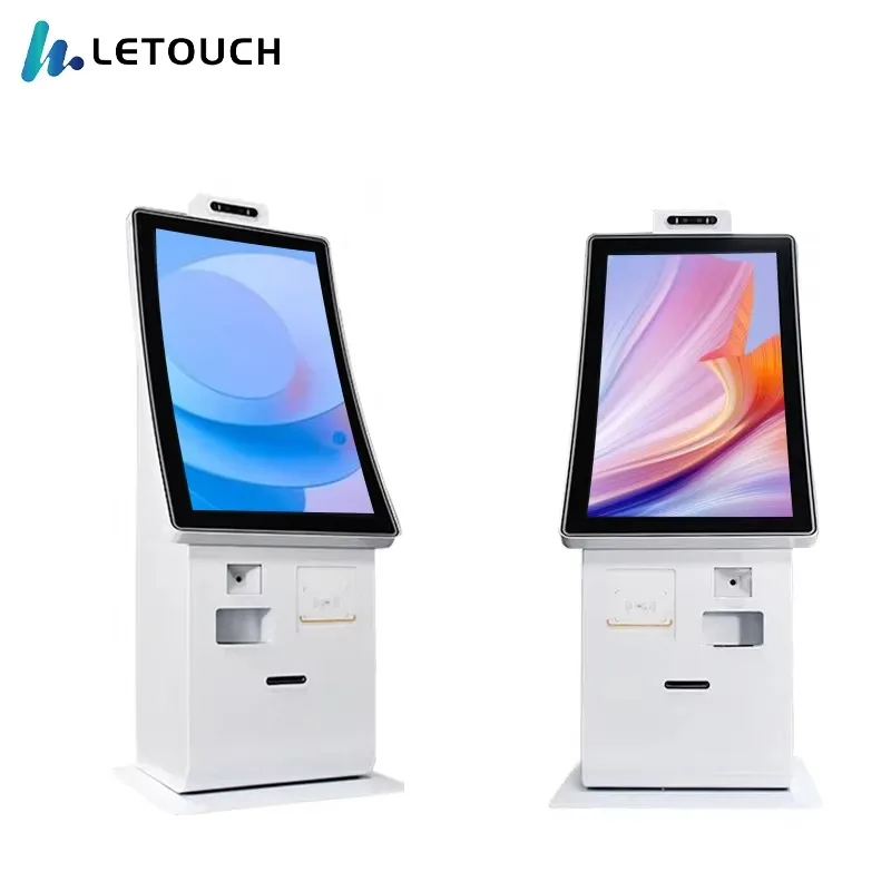 23.6 Inch Curved Touch Screen Indoor Kiosk Windows Interactive Self-Service Payment Ordering Machine Restaurants SDK Function