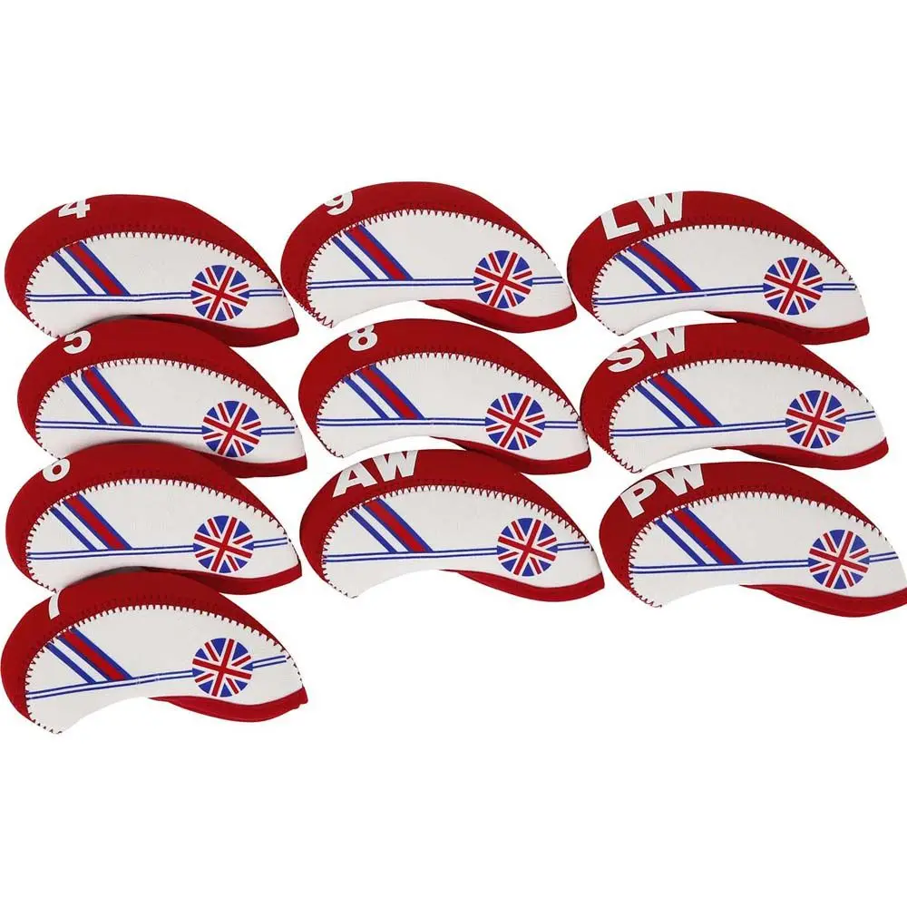 10Pcs/set Golf Club Iron Head Cover Neoprene National Flag Headcover Waterproof Golf Club Head