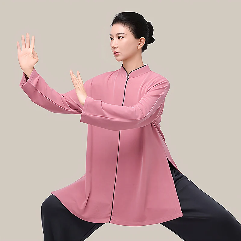 Women's New Arrival Thick Cotton Tai Chi Baduanjin Uniform - Chinese Casual Elegant Practice Wear w/ Contrast Color