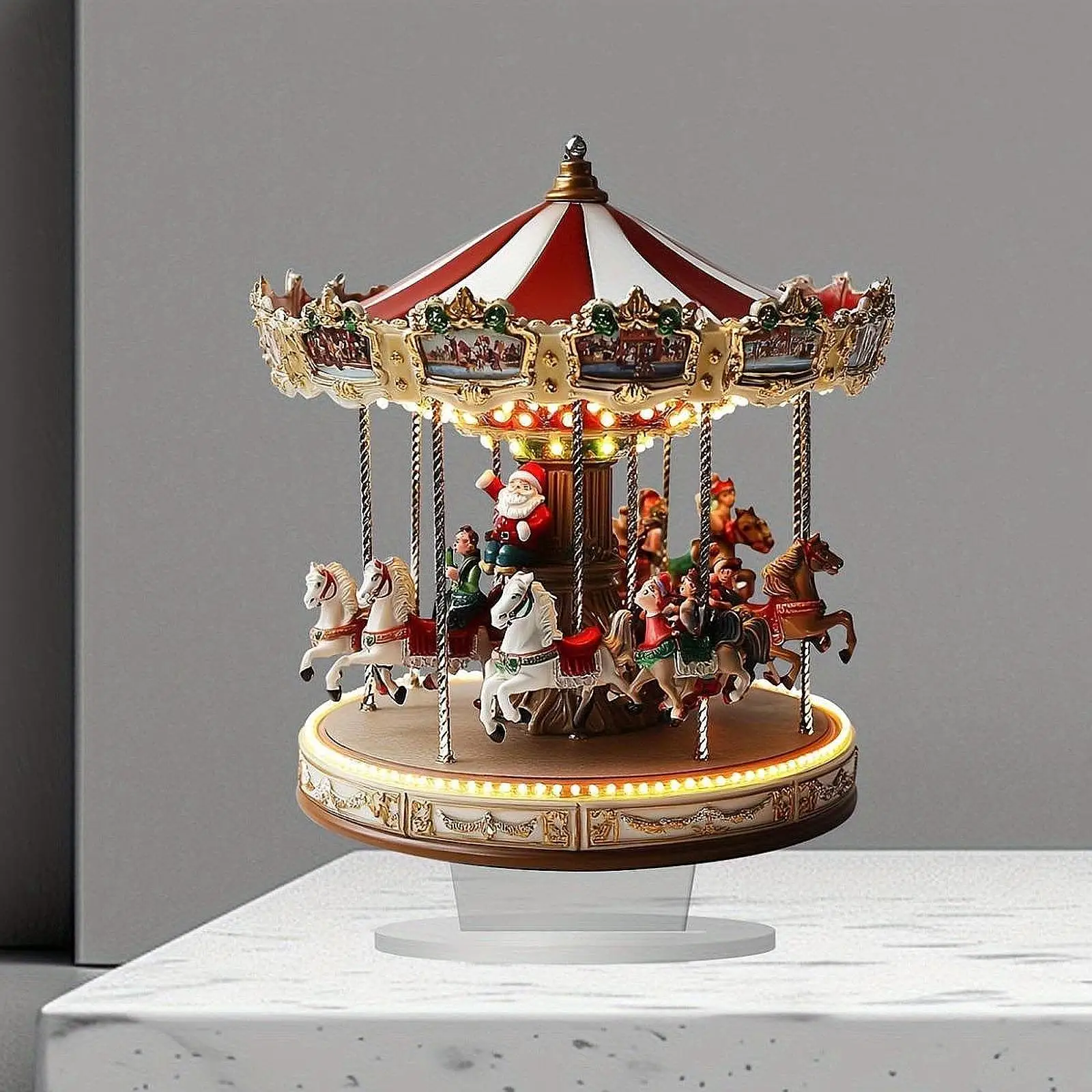 LED Christmas Carousel Decoration with Light for Gifts Christmas Birthday