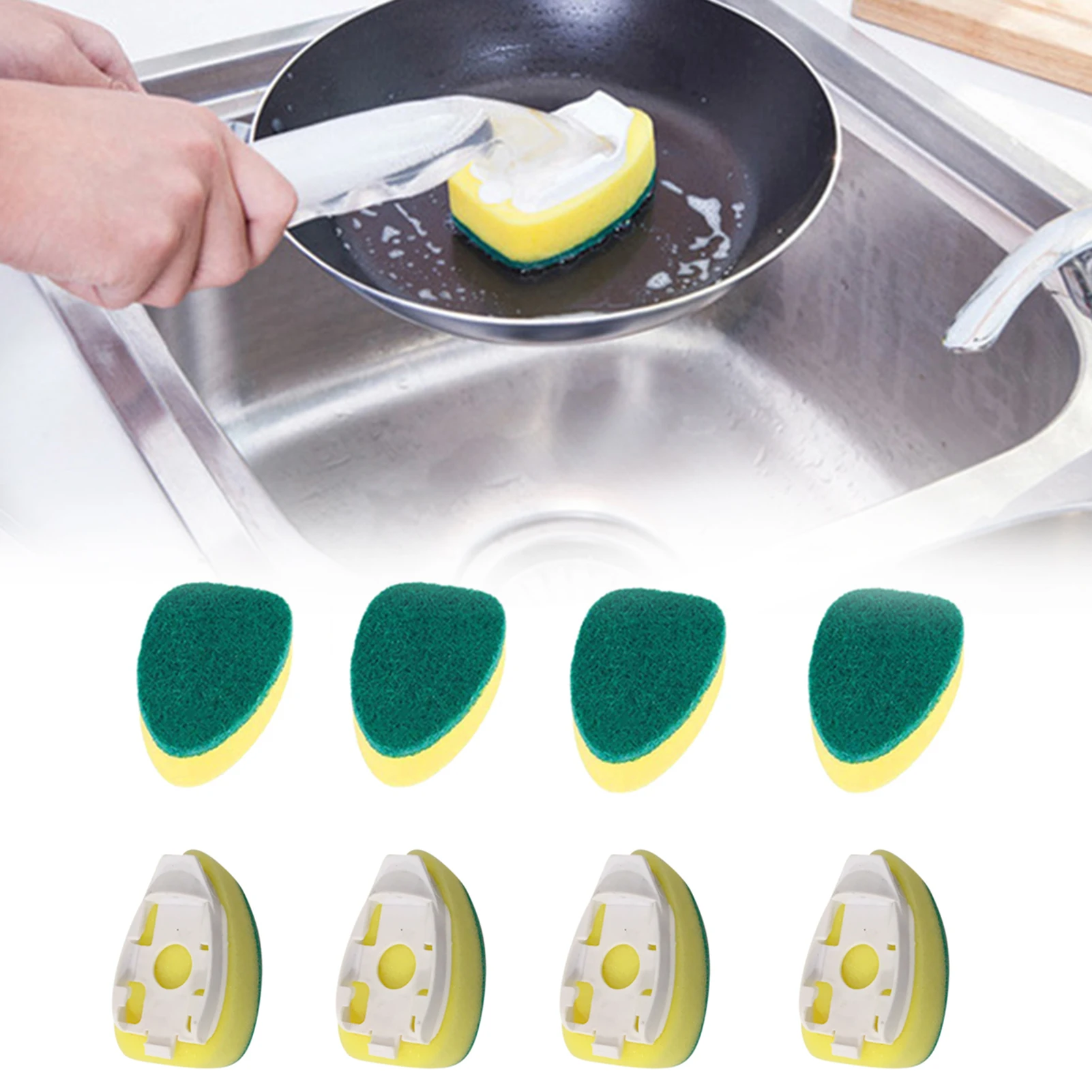 Dish Sponge Dish Wand Sponge Refillable Replacement Heads Kitchen Sink Cleaning Brush Dish Scrubber Scouring Scrubber Pads