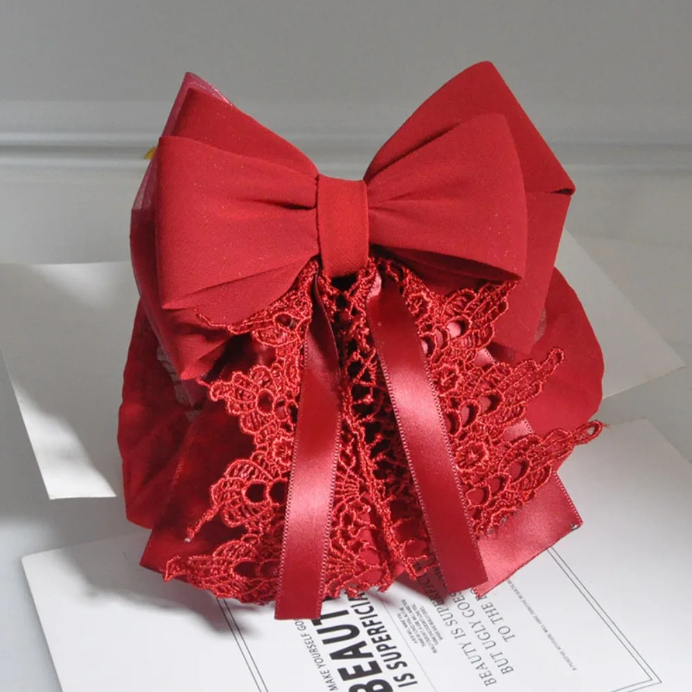 

Элегантная лента с рюшами по краям, сетка для волос с цветком, милая женская весенняя заколка, аксессуар для волос с бантом, заколки для волос, сетка для офиса, леди