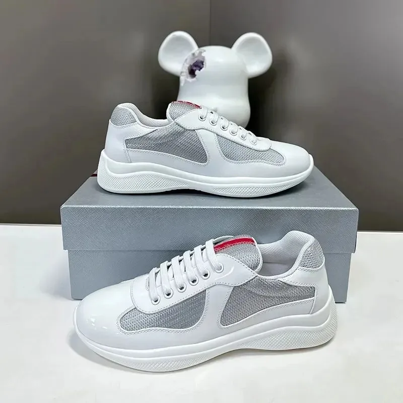 شبكة براءات الاختراع والجلود المرقعة زوجين أحذية تنس عادية تنفس جولة تو الدانتيل يصل لينة وحيد أحذية رياضية متعددة الوظائف