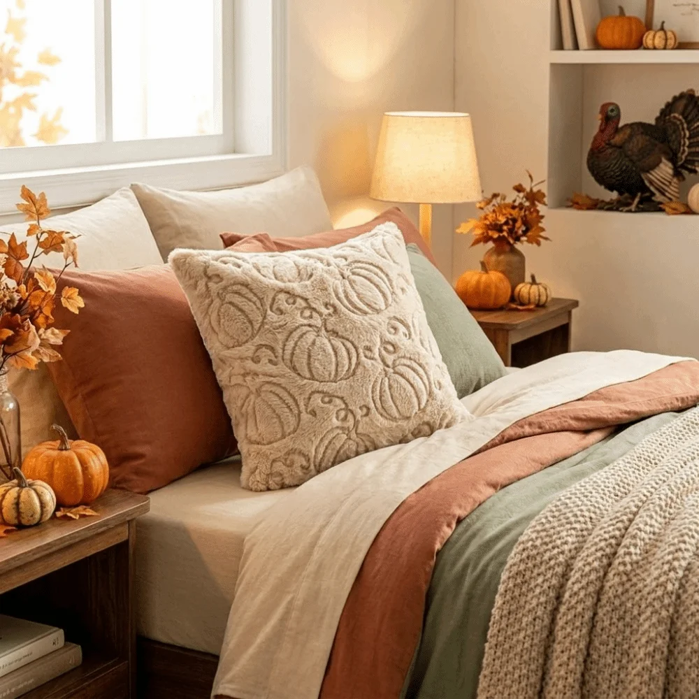 Pumpkin Pattern Hallow Throw Pillow Covers Embroidered Zipper Closure Cushion Covers Soft Plush Decorative Pillowslip Home Decor