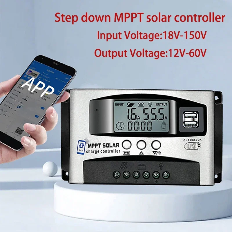 

30A 40A 50A 60A Step-Down MPPT Solar Charge Controller 12-60V 18V-150V Wide Voltage Regulator Solar Battery Panel Controller