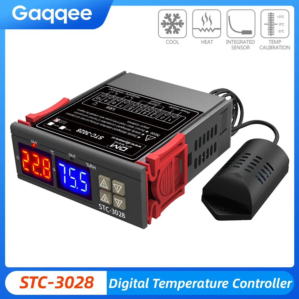 

STC-3028 Wired Temperature Controller Digital Thermostat Controller Temperature And Humidity Controller Sensor AC 220V DC12V 24V