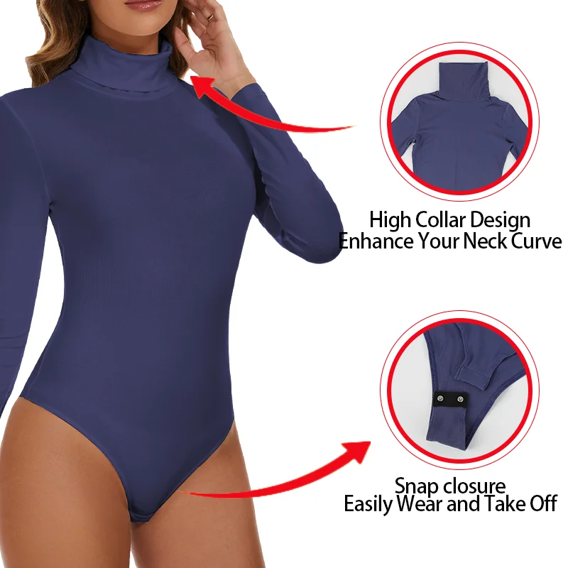 Winter Women\'s High Neck Shapewear Long Sleeved Bodysuit Tummy Control Body Shaper streetwear Autumn Female Warm Underwear