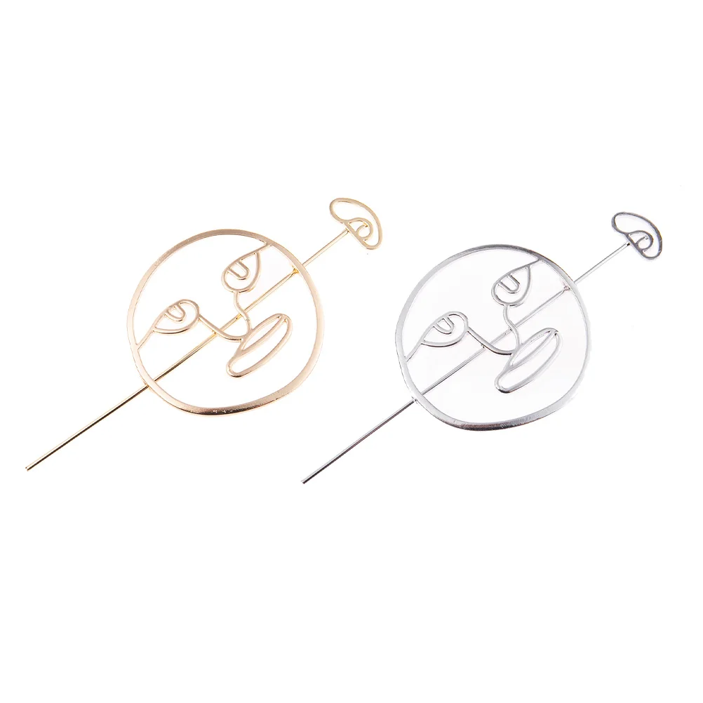 

2Pcs Face Shape Hairpin Cuff Bun Metal Cage Stick Clips Accessories Smooth Touch Elegant Wear Great Gift Hairstyle