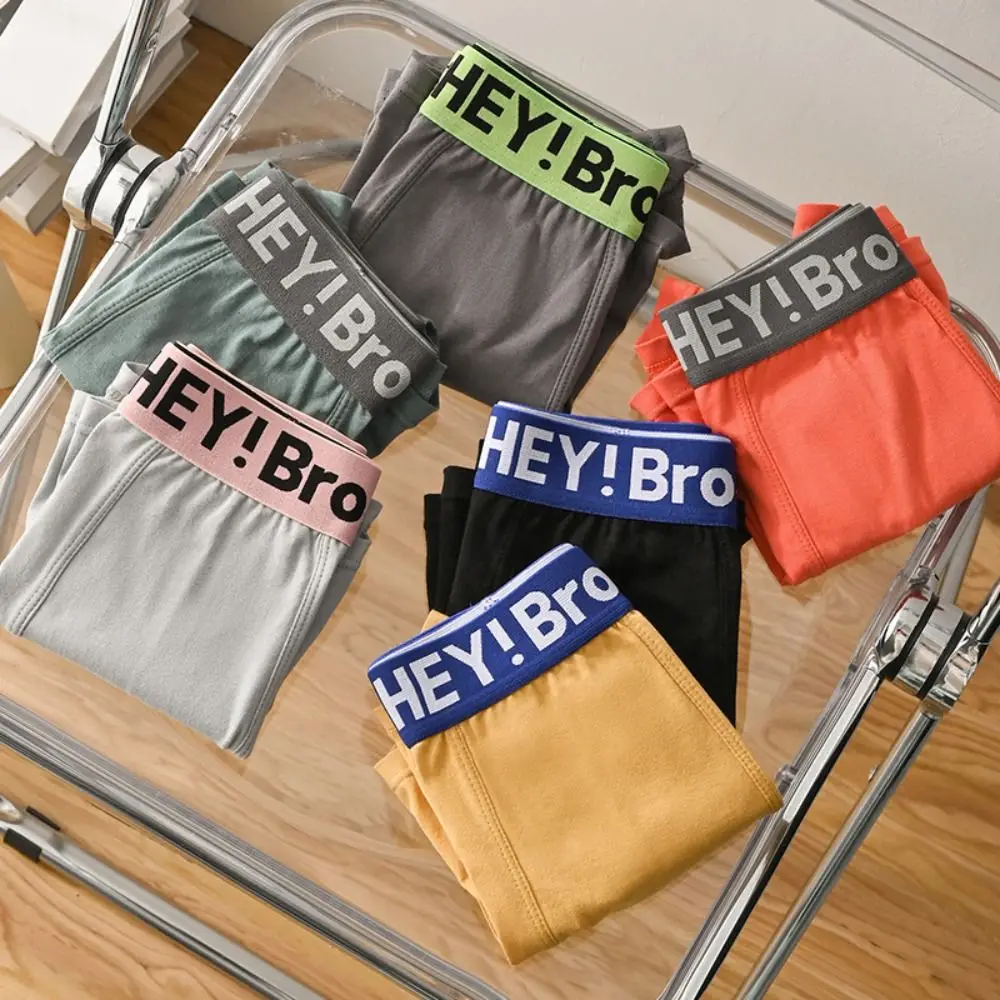 

4 шт., мужские хлопковые трусы с буквенным принтом, трусы со средней талией, бесшовное нижнее белье для мужчин, тонкие мужские шорты, подарки-боксеры