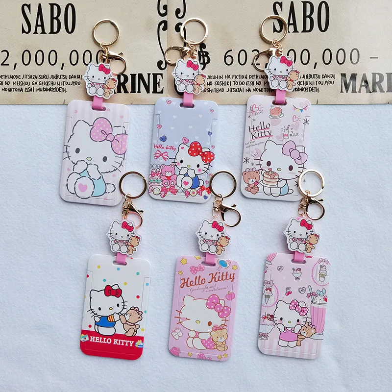 Sanrio Cartoon Cute Hello Kitty Bus Card Anti-lost Pick-up Card Badge School ID Card Holder Fashion Pendant Accessories