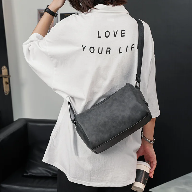 2025 New Round Single-shoulder Bag, Simple and Casual Backpack, Korean-style Trendy Men's Bag, Crossbody Bag, Small Backpack